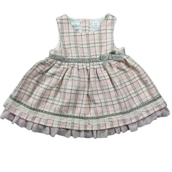 Koala Kids 18M Plaid Dress Baby Pink Gray Checkered Sleeveless Tulle Layer - Picture 8 of 12